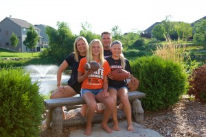 Derrin Lamker with wife, Amy, and daughters Jordyn, 12, and Shea, 10. The girls, both athletes, play basketball, volleyball, swimming, soccer, and golf. 