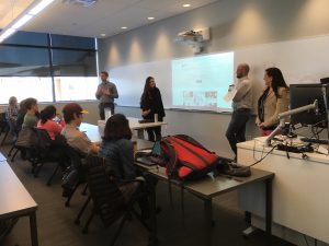 One of the two presentations led by Fishbowl Solutions reps on April 5 (from left: Jake Ferm, Carmen Williams, Noah Bodner, and Amy Bowar Mellinger).