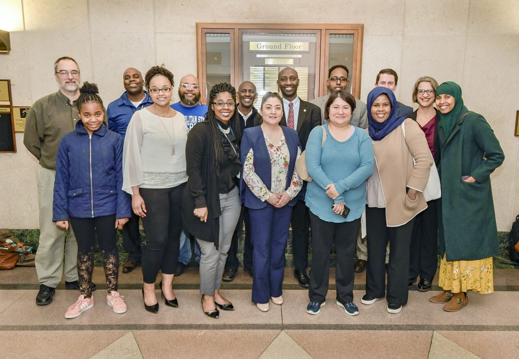 education equity advocates from Augsburg University and Metro State University with Representative Mohamud Noor 