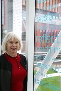 Karolynn Lestrud on the skyway in Hagfors.