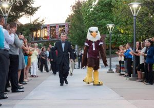 President Pribbenow and Auggie Eagle