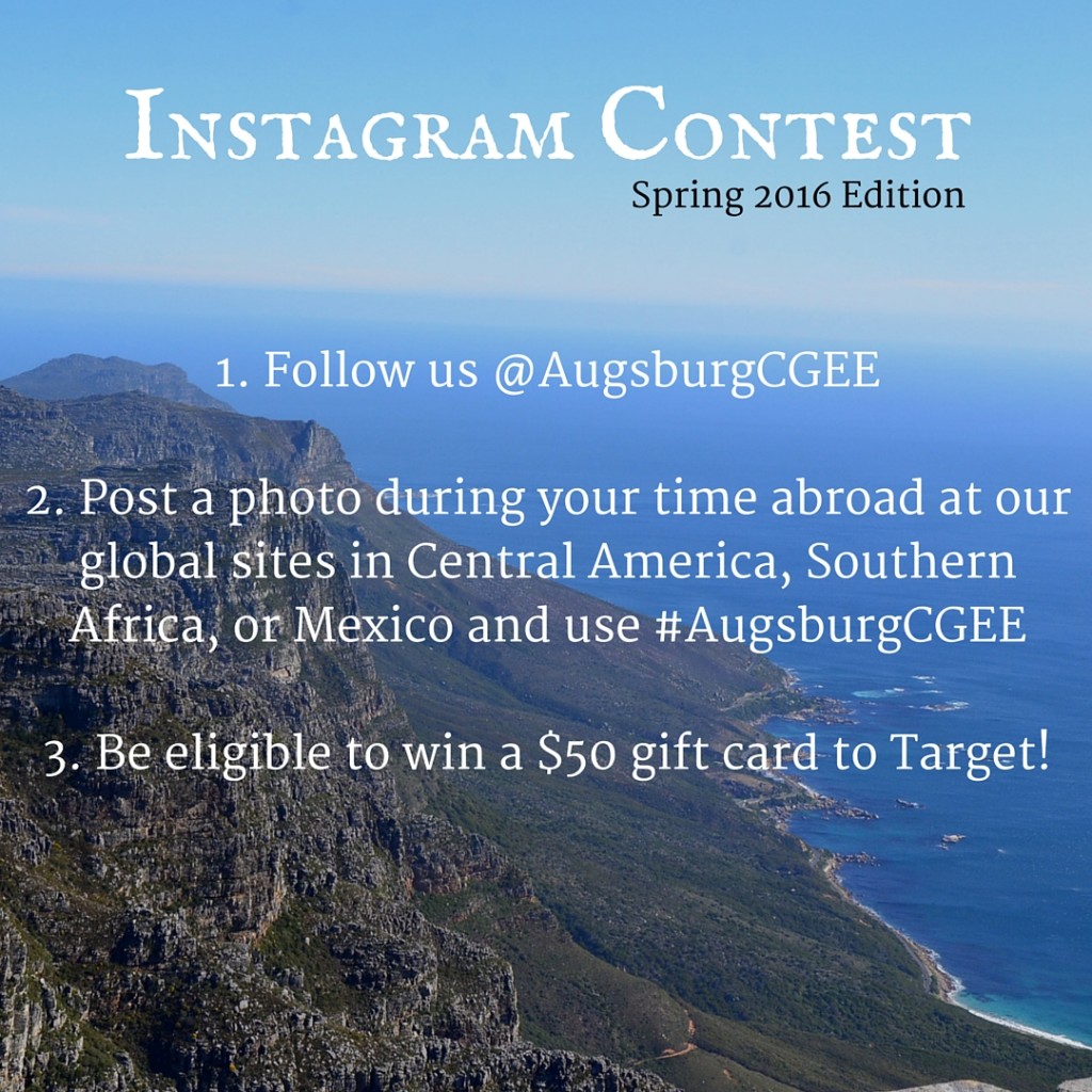 Tag your study abroad photos with #AugsburgCGEE to enter!