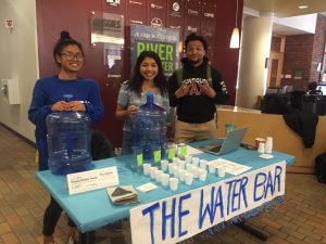 students doing a water taste test