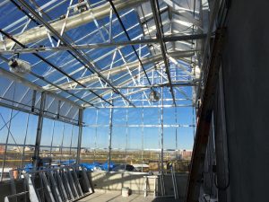 Fans and sunscreen shades have been installed in the rooftop greenhouse, which features some of the best views from the Hagfors Center!