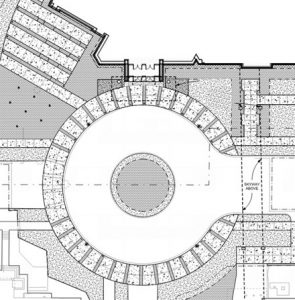 A drawing of the main entrance terrace and rotunda