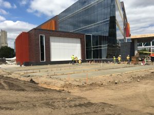 Crews work on the main terrace