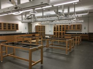 Lab with lab tables partially installed