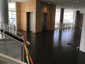 New floor in upper-level lobby overlook area