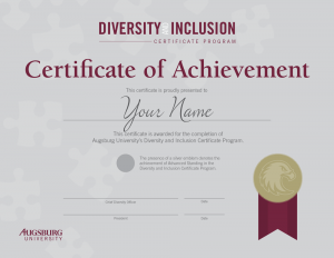 Diversity and Inclusion Certificate example