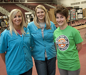 (L to R) Augsburg history major Jill Hengstler, Ali Kappes '07 of the Minnesota Historical Society, and history major Lily Morris helped make the regional History Day event a success. 