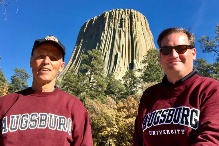 Dave Ogren and Eric Galler in front of Devils Tower, Wyoming,