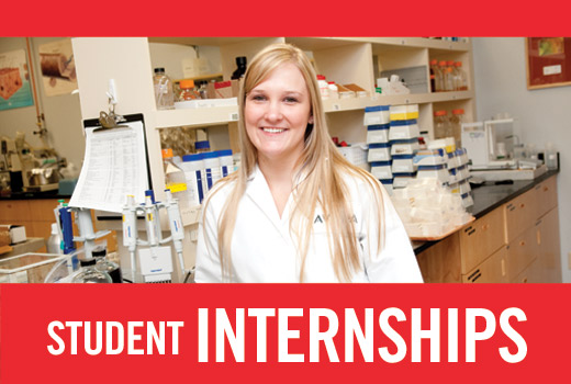 Kristi Vinkemeier and the words "Student internships"