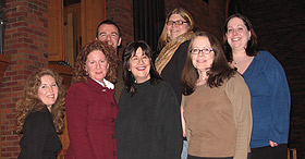 Dorian Chalmers, Darcey Engen ’88, Janet Paone ’83, Linda Twiss. Back row, L to R: Doug Flateau, Deb Pearson ’83, Katie Koch ’06.